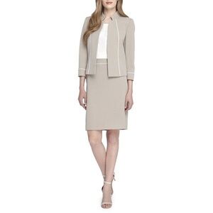 Tahari Arthur S. Levine Beige Two Piece Suit Blazer/Skirt Set SIZE 12
